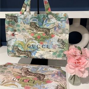 Multicolor Tiger and Floral Tote